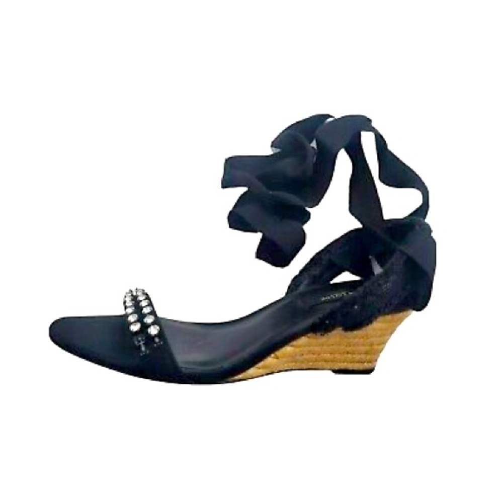 VINTAGE Ann Taylor Aubrey Canvas Wedges Size 9